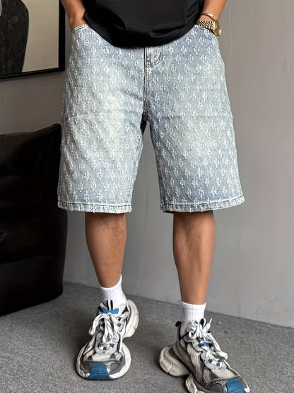 Herren Streetwear Denim Shorts im angesagten 3D-Blumen-Design – Lässige Bermudas für Alltag & Freizeit