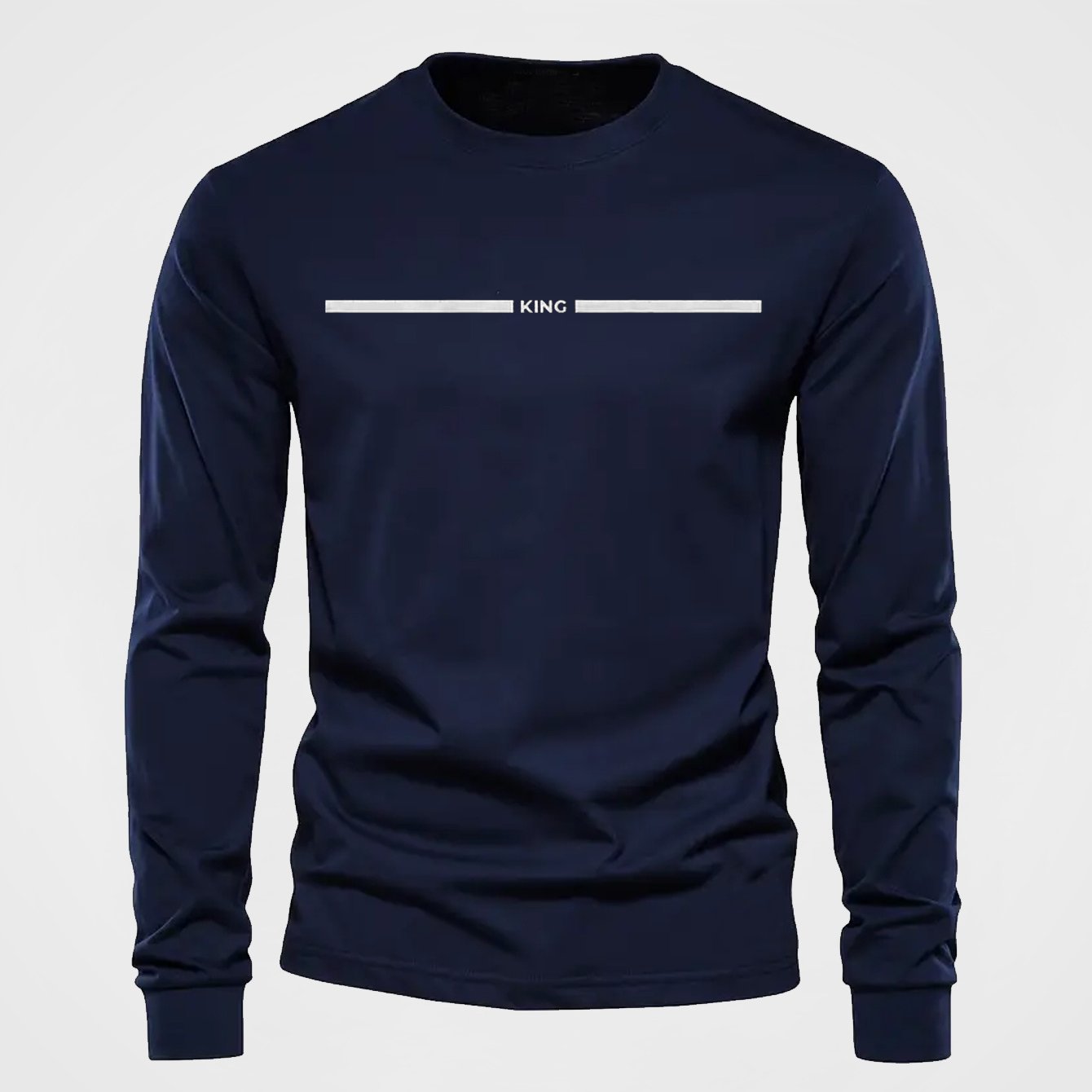 Herren Langarmshirt mit Rundhalsausschnitt und 'King' Print