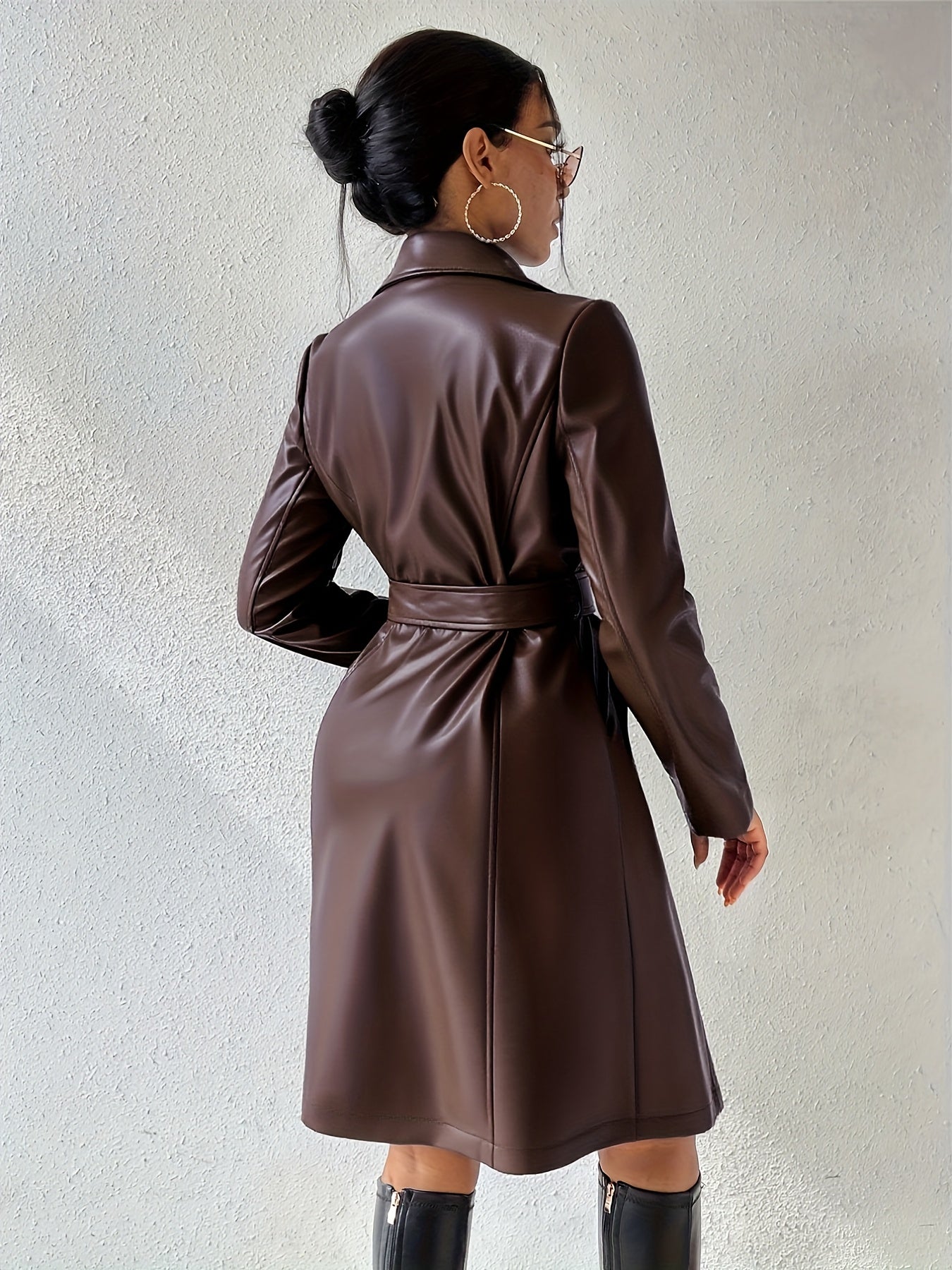 Damen Trenchcoat mit Bindegürtel, Kragen und langen Ärmeln