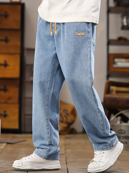 Herren Relaxed Fit Jeans Jogginghose – Modischer Freizeit-Look mit Kordelzug