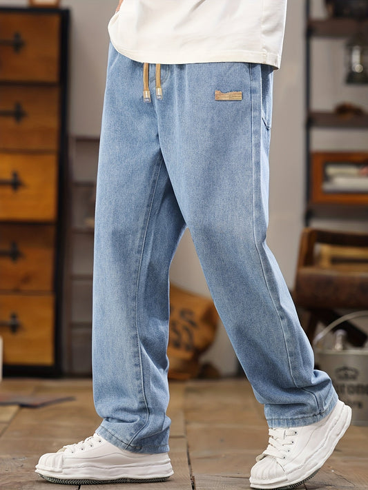 Herren Relaxed Fit Jeans Jogginghose – Modischer Freizeit-Look mit Kordelzug