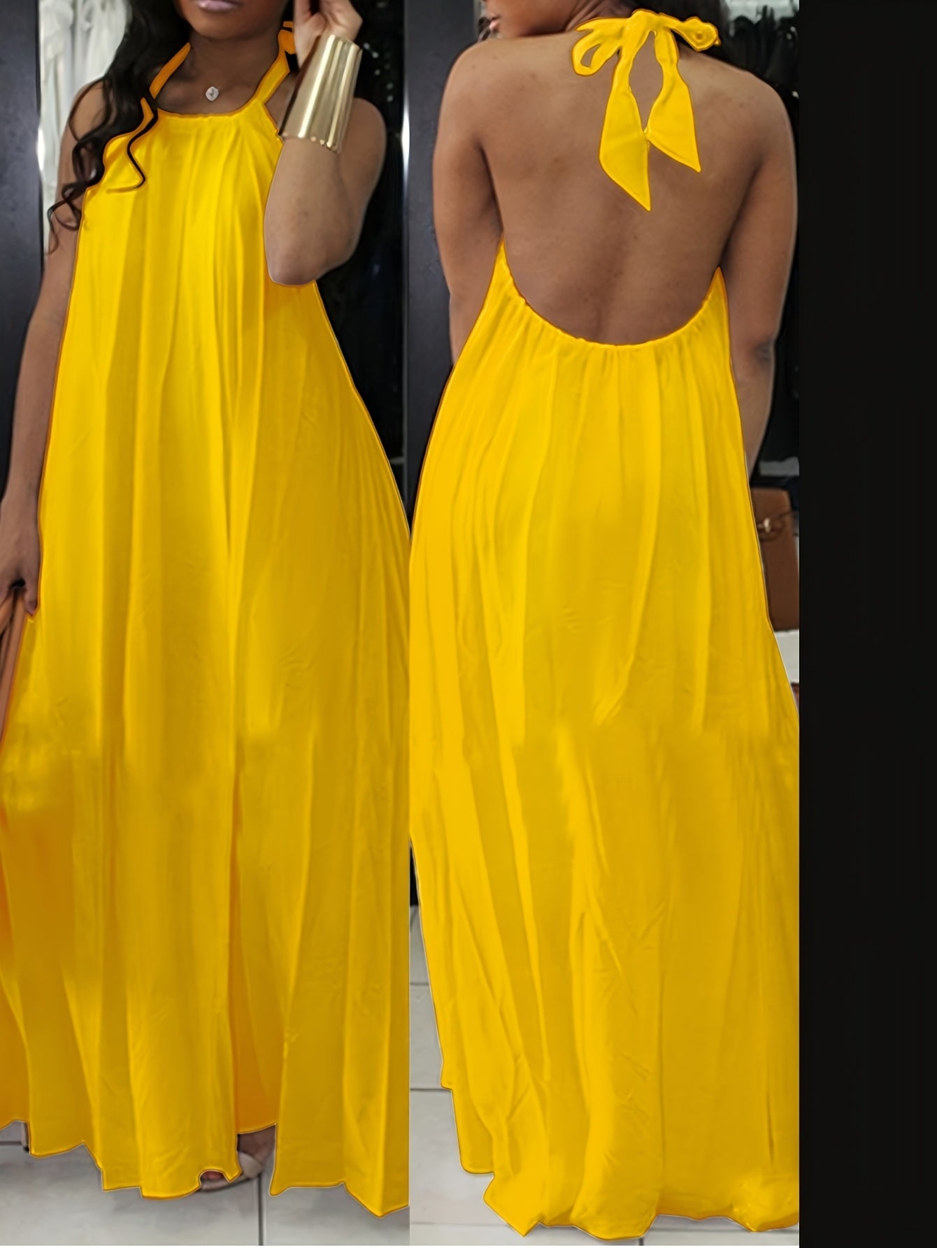 Damen Maxikleid mit Rückenfrei und Neckholder – Elegantes Sommerkleid für besondere Anlässe