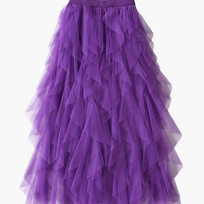 Damen Eleganter Maxirock mit Stufen und Volants für festliche Anlässe