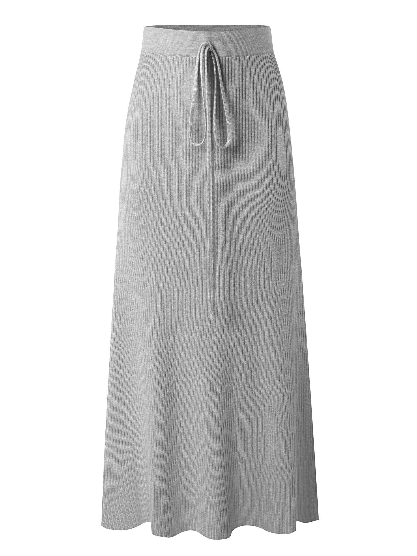 Damen Rippenstrick Maxirock mit Bindegürtel – Eleganter Freizeit- und Büro-Look