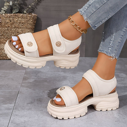 Damen Plateau-Sandalen mit Klettverschluss – Elegante Sommerschuhe für Alltag und Freizeit