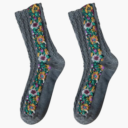 Damen Socken mit Blumenmuster Jacquard – Modisch & Bequem für Alltag und Freizeit