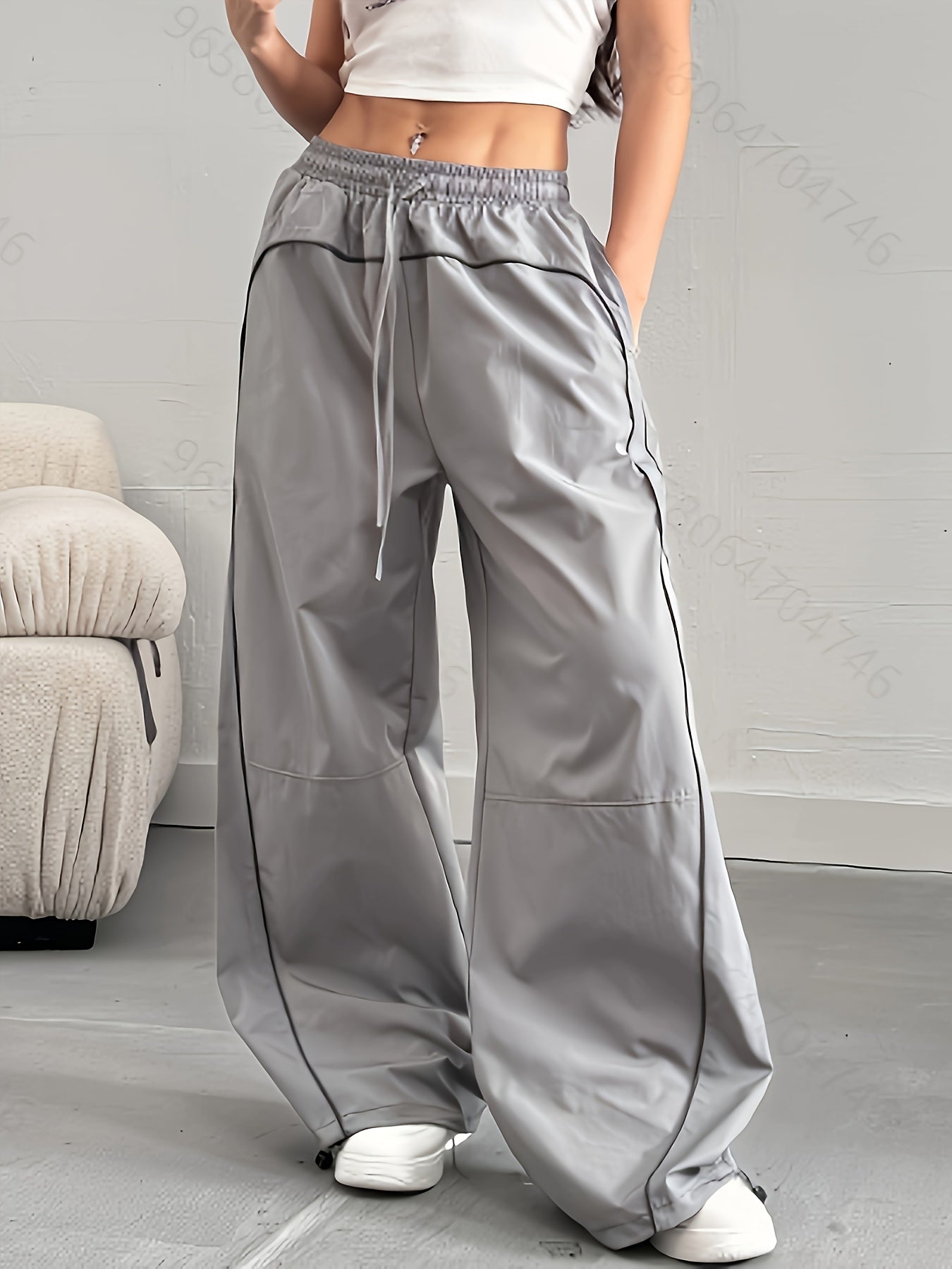 Damen Weite Streetstyle Jogginghose mit Kontrastpaspeln – Urban Relaxed Fit