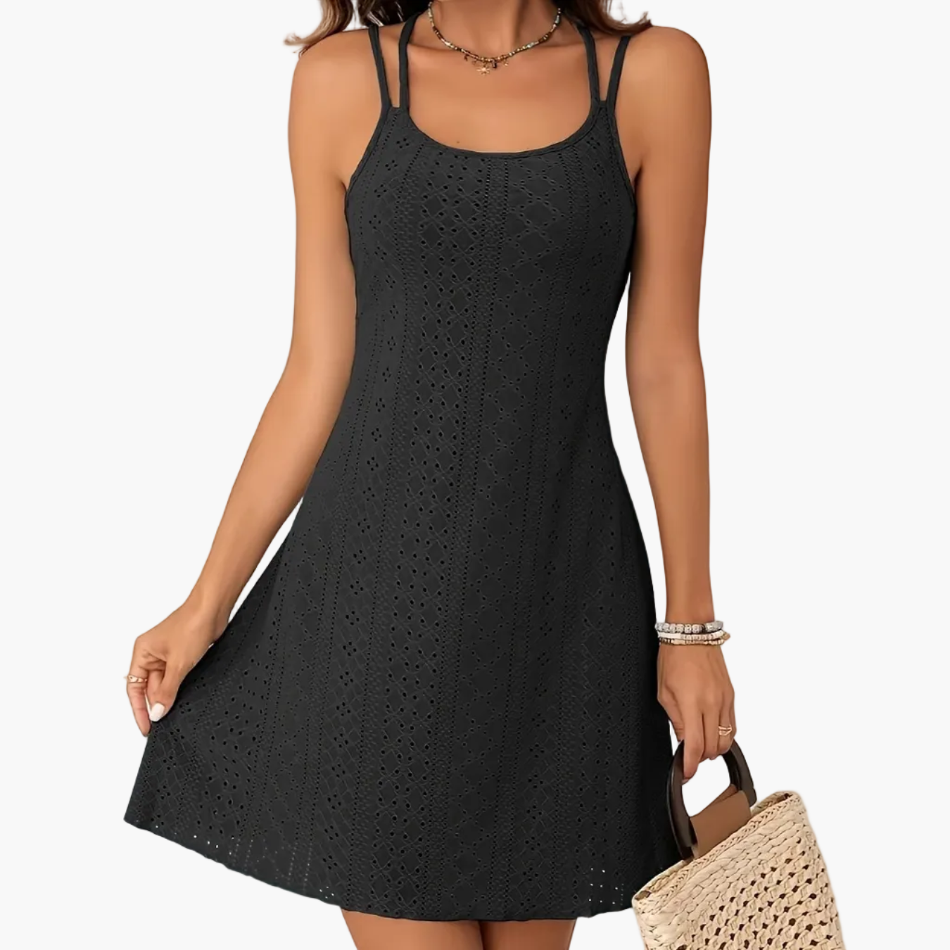 Damen Sommer A-Linienkleid mit Doppelträgern – Elegantes Freizeitkleid für Alltag & Urlaub