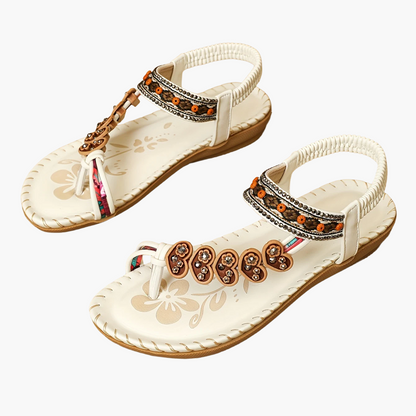 Damen Sandalen Boho-Stil mit Verzierungen – Sommer Komfort Freizeit Flip-Flops