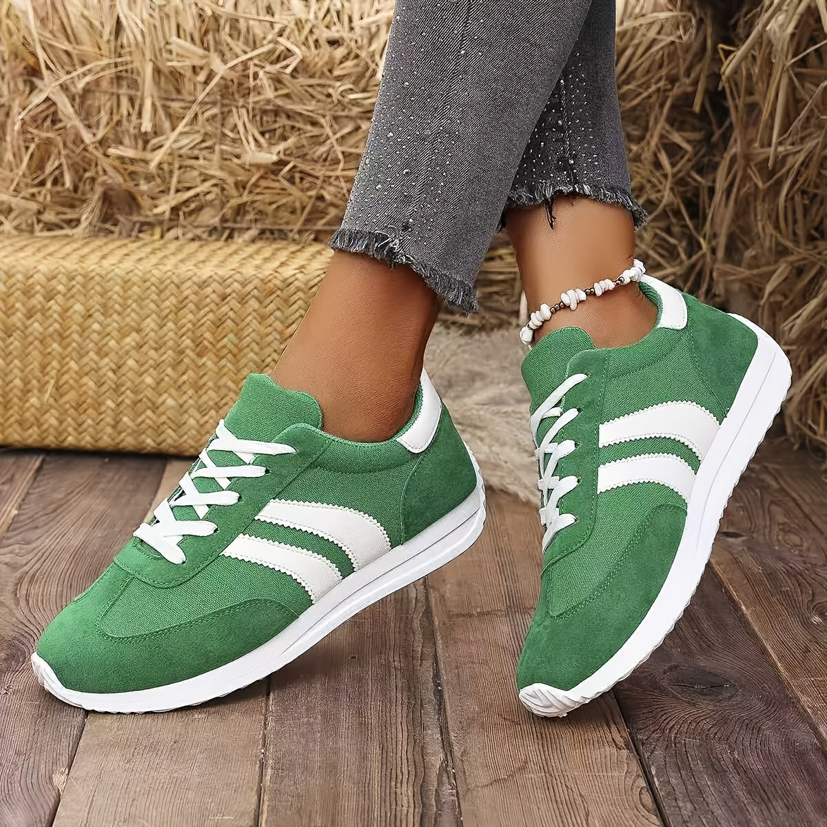 Damen Sneaker Retro-Look Freizeit Komfortschuh für Alltag & Sport