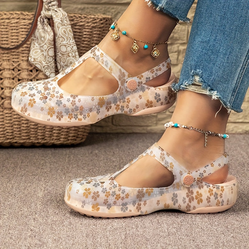 Damen Bequeme Freizeit Mary Jane Schuhe mit Blumenmuster – Alltag & Urlaub