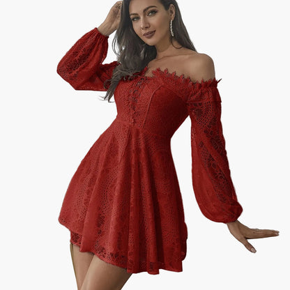 Damen Off-Shoulder Spitzenkleid Elegant für besondere Anlässe