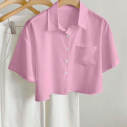 Damen Kurzarm Bluse im modernen Cropped-Look – Lässig & vielseitig kombinierbar