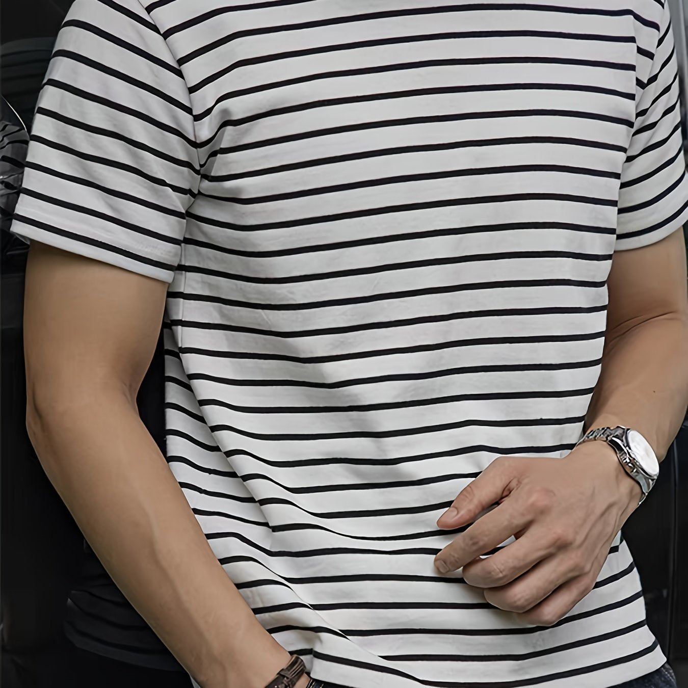 Herren T-Shirt mit klassischem, gestreiftem Design – Kurzarm, zeitloser Stil für Alltag und Freizeit