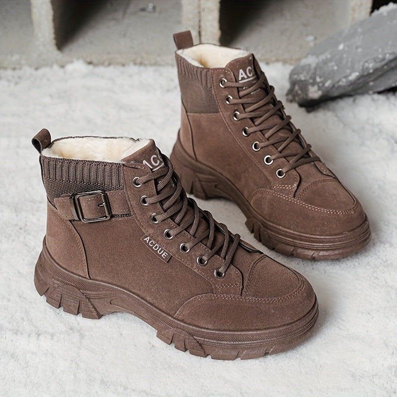 Unisex Winterstiefel mit Schnürung und Kunstfellfutter – Warm & Robust