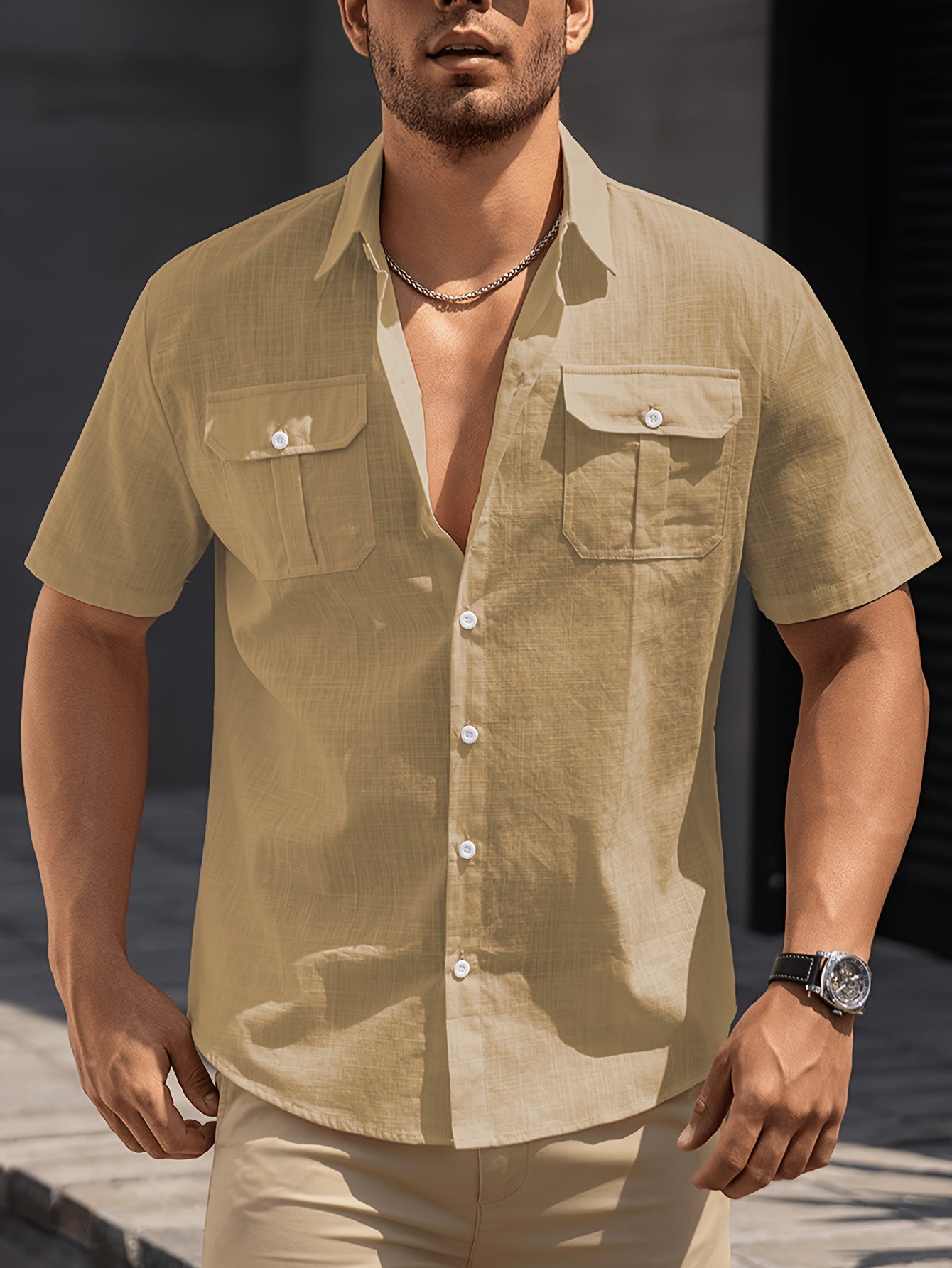 Herren Kurzarm Freizeithemd mit Brusttaschen – Legerer Sommer Style für Alltag und Urlaub