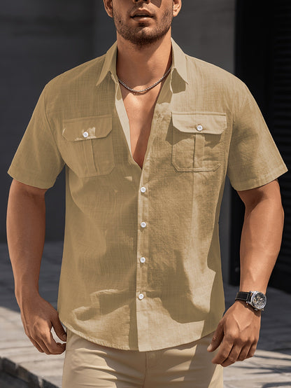Herren Kurzarm Freizeithemd mit Brusttaschen – Legerer Sommer Style für Alltag und Urlaub