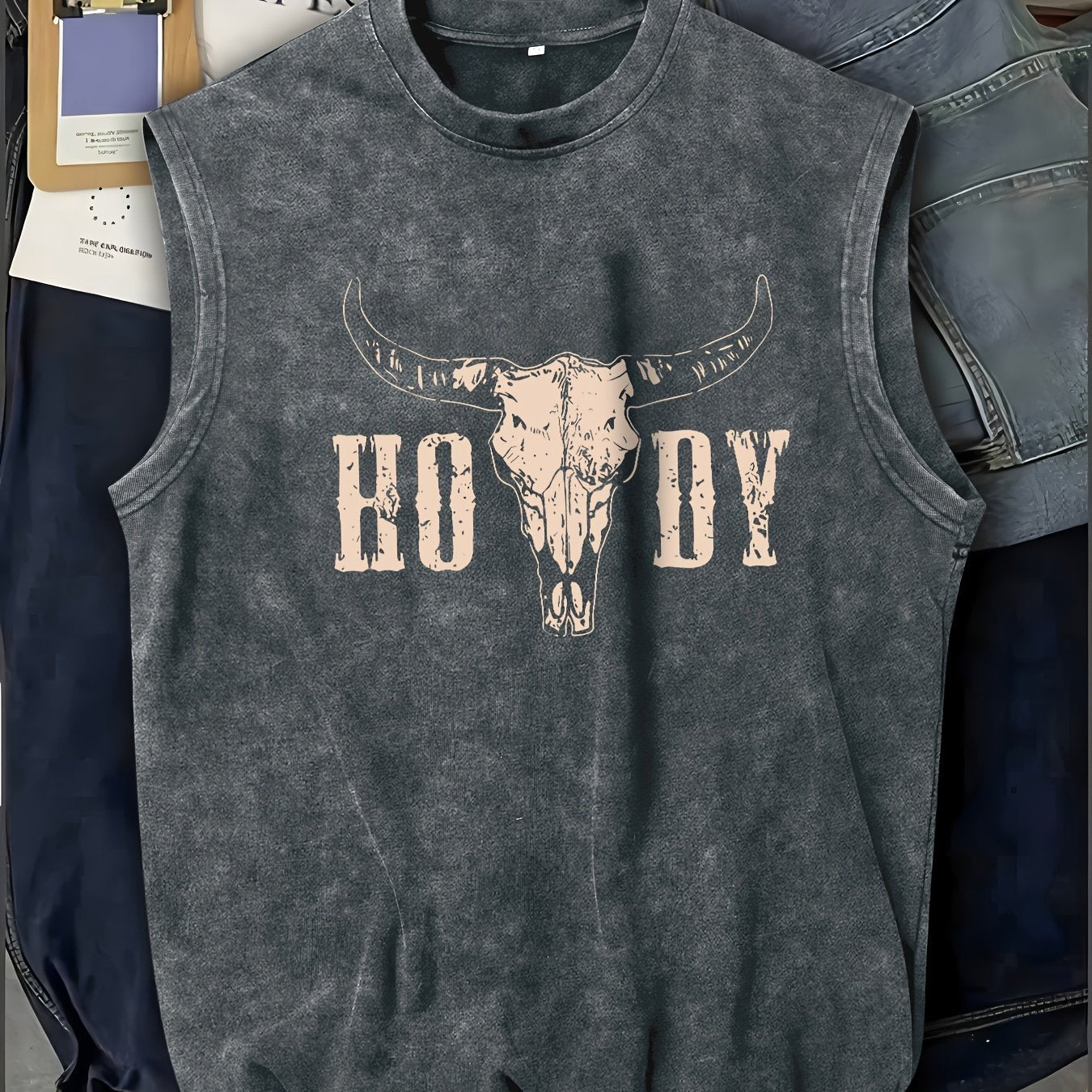 Herren Western Tanktop mit Print – Lässiges ärmelloses Shirt im Vintage-Stil für Freizeit & Festivals