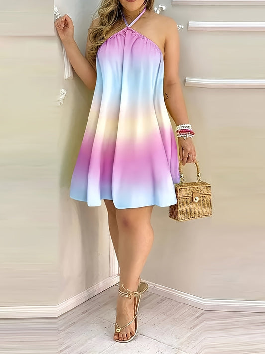 Damen Mini-Halterkleid im Ombre-Look für stilvolle Anlässe und Freizeit