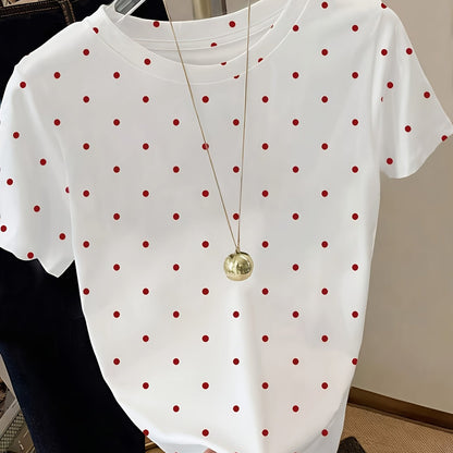 Damen Polka Dot T-Shirt – Modisches Freizeitshirt mit Punkten, ideal für Alltag und Büro