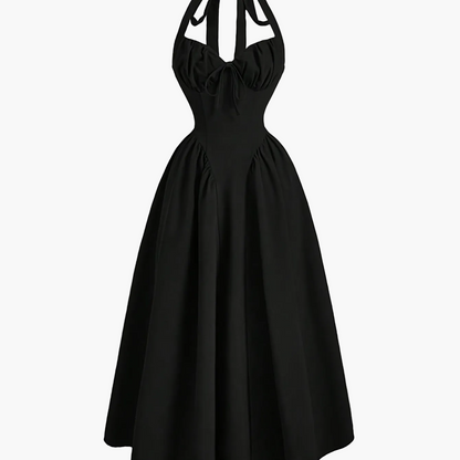 Damen Vintage Cocktailkleid mit Halterneck und Faltenrock – Eleganter Retro-Stil für besondere Anlässe