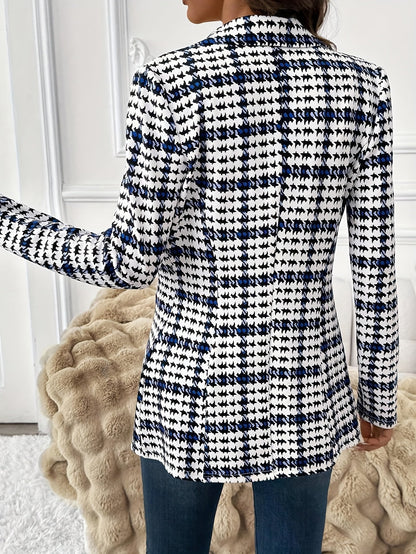 Damen Eleganter Business Blazer im Karo-Design für Büro und Alltag