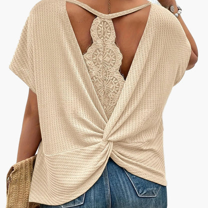 Damen Sommer Pullover Kurzarm Elegant Locker Freizeit