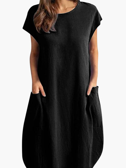 Damen Sommer Tunika Kleid – Lässiger Boho Style mit Taschen, Ideal für Alltag & Urlaub
