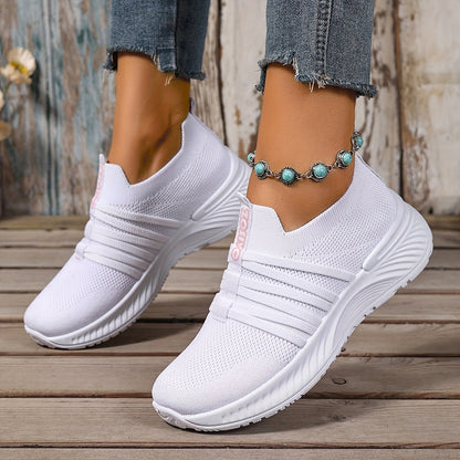 Damen Slip-On Freizeitschuhe mit Streifen – Bequeme Alltagssneaker für Freizeit & Spaziergänge