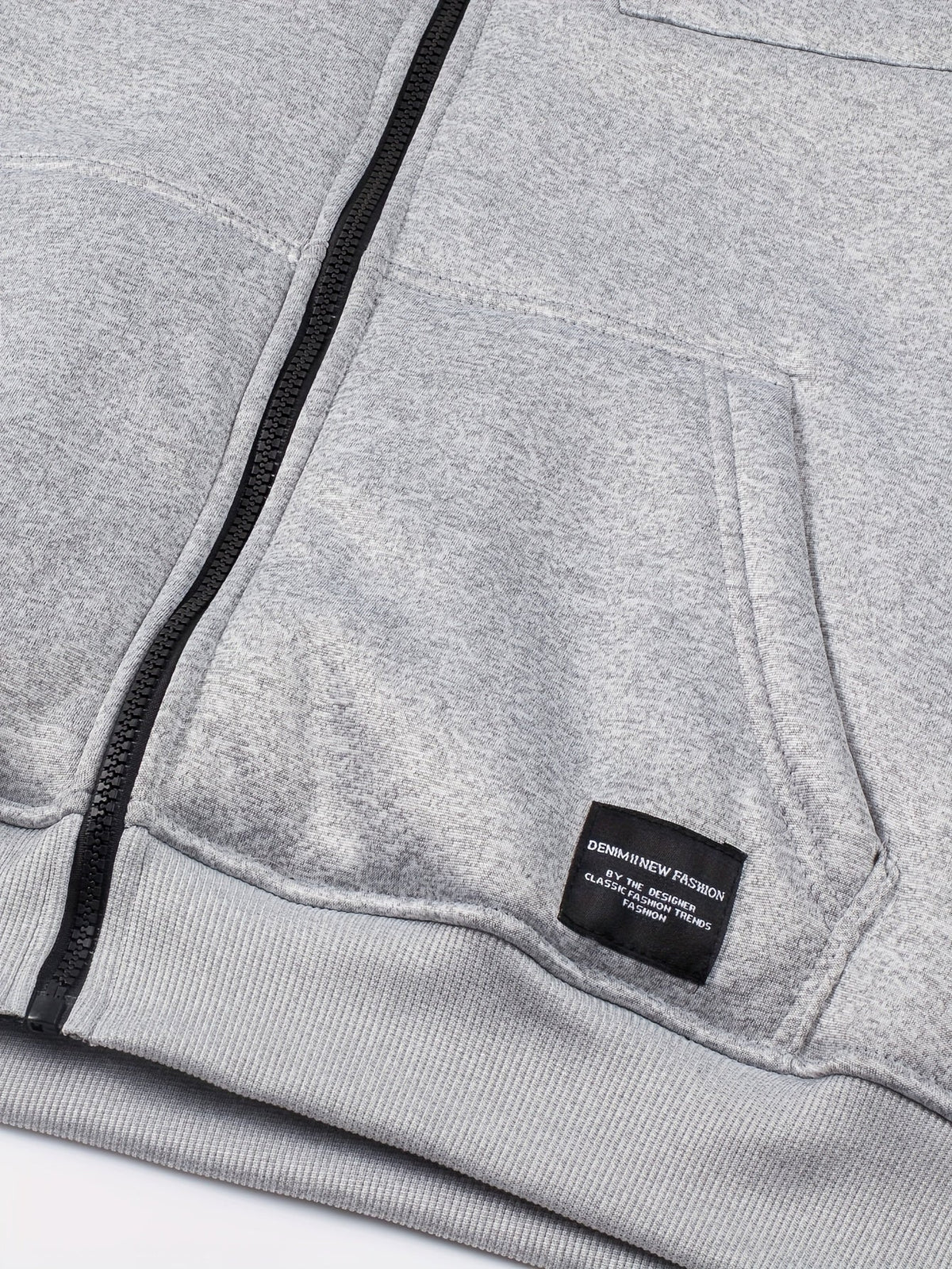 Grauer Herren Kapuzenpullover mit Reißverschluss und Plüschfutter – Warme Kapuzenjacke