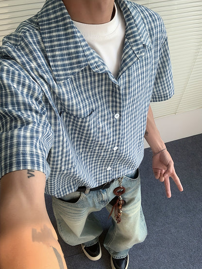 Herren Kurzarm Karo Freizeithemd mit lockerem Schnitt – Moderner Streetstyle für Alltag und Freizeit