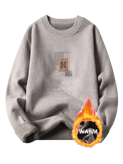 Unisex Langarm Sweatshirt Rundhals Fleece-Futter Melange-Optik