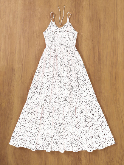 Damen Maxikleid Vintage-Stil mit Punkten und Volants – Eleganter Sommer-Look