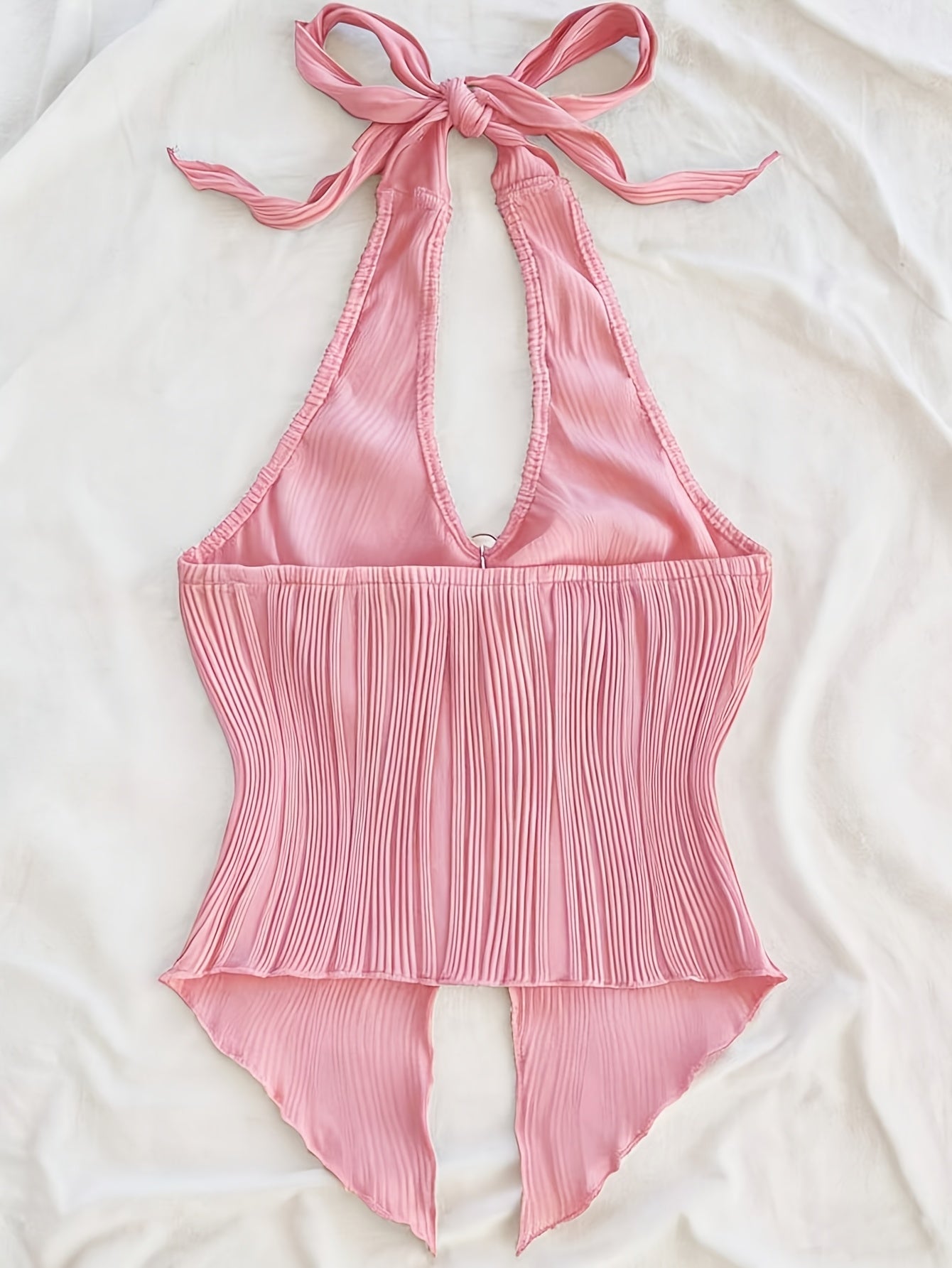Damen Halterneck Party Top mit Raffungen und extravagantem Schnitt