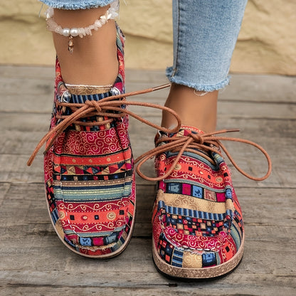 Damen Vintage Freizeitschuhe im Boho-Stil – Bequeme bunte Mokassins für Alltag und Reisen
