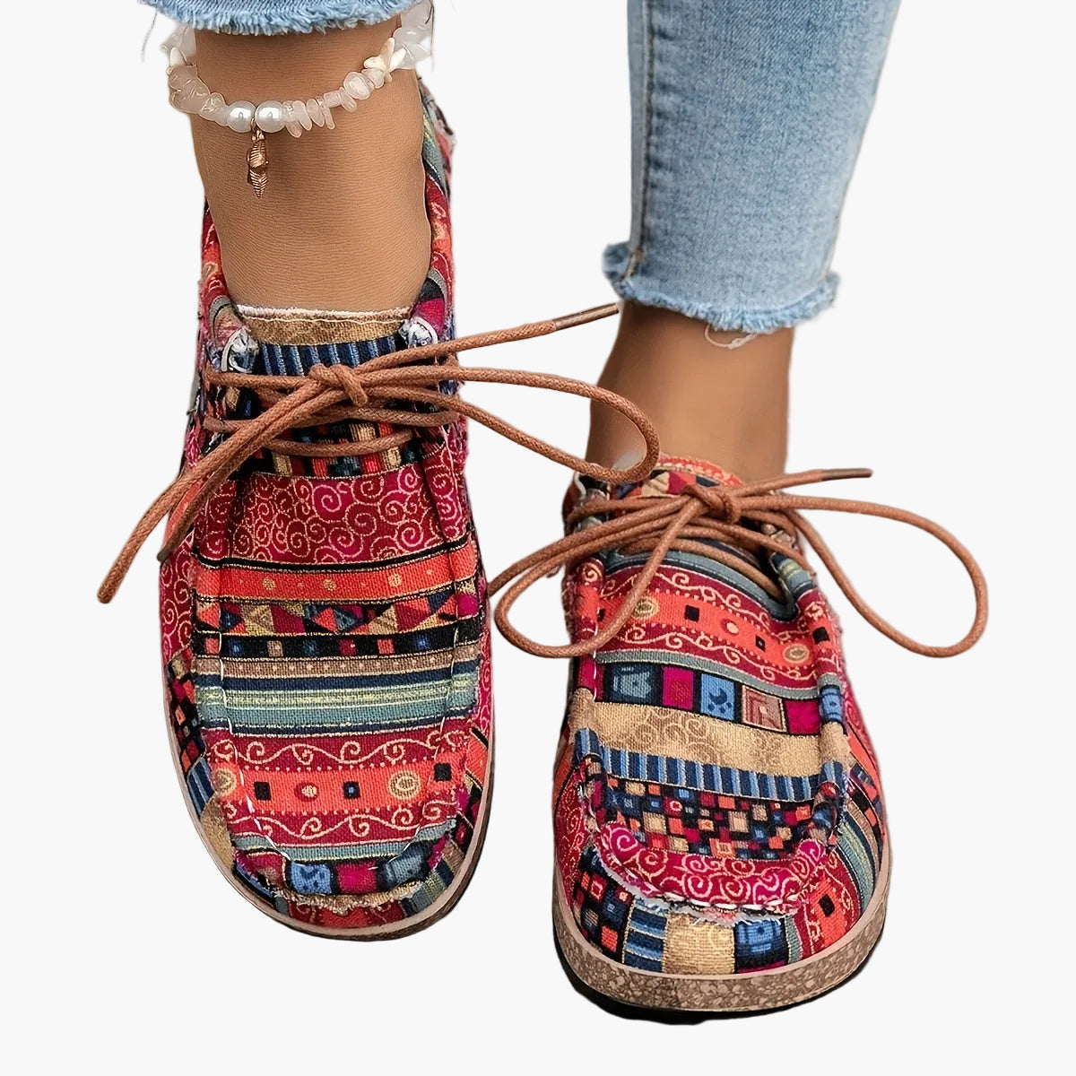 Damen Vintage Freizeitschuhe im Boho-Stil – Bequeme bunte Mokassins für Alltag und Reisen