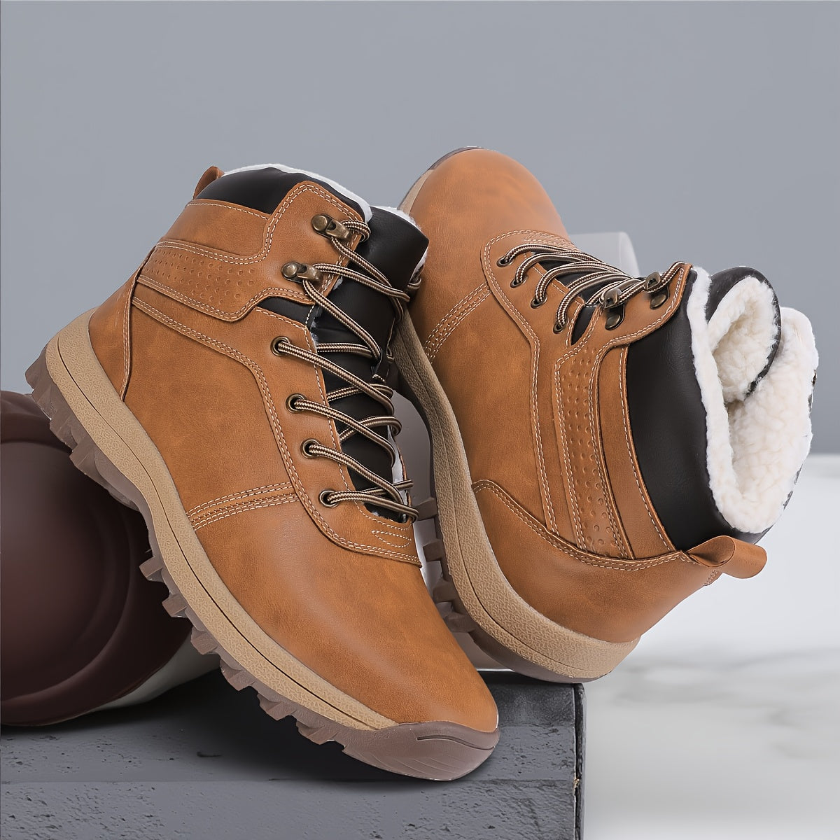Herren Winterstiefel gefüttert Outdoor Schnürstiefel