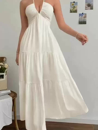 Damen Maxikleid Elegant mit Spaghettiträgern und Rückenfrei – Stilvolles Abend- und Sommerkleid