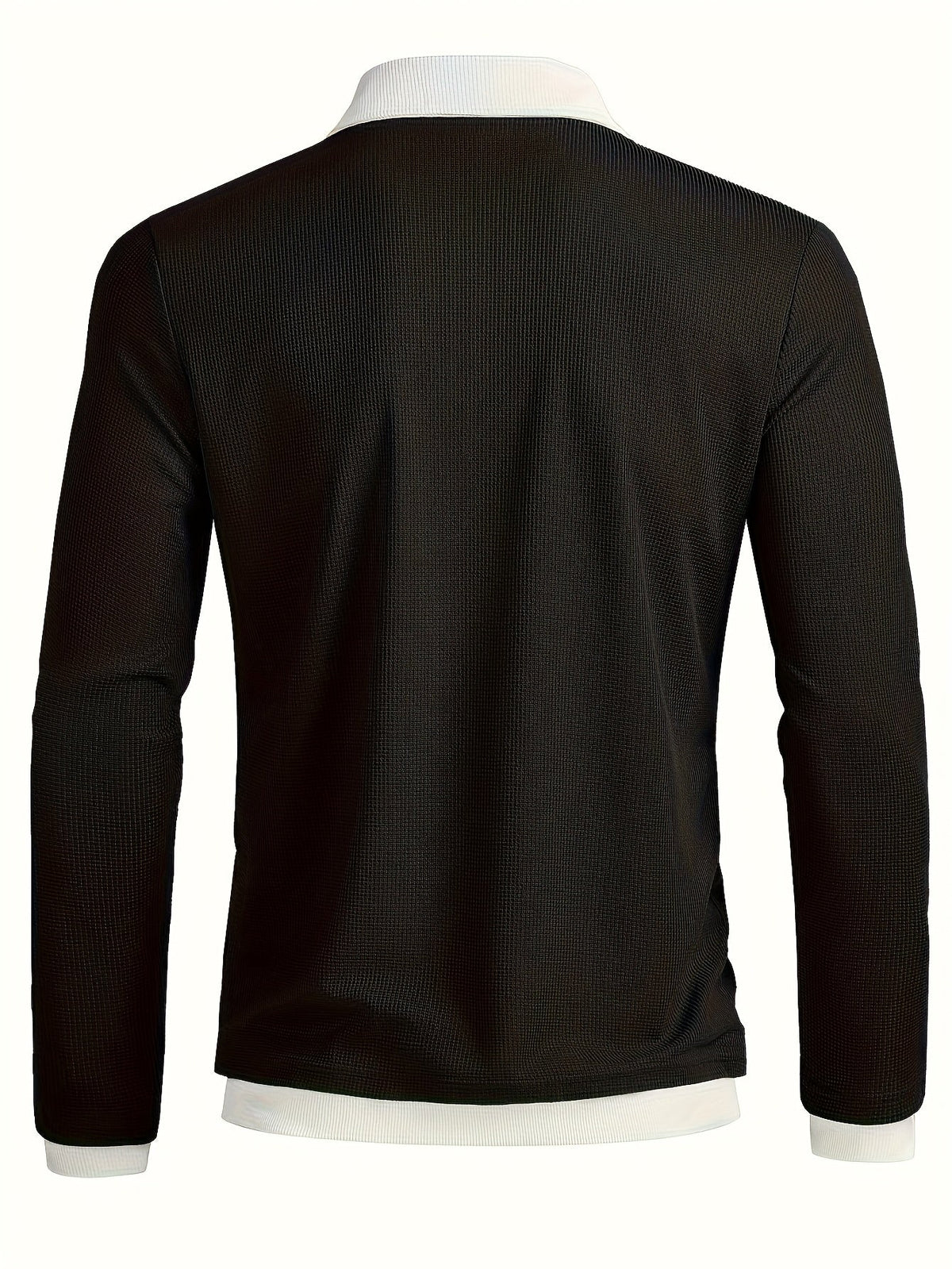 Herren Langarmshirt mit V-Ausschnitt, Schwarz, Lagenlook
