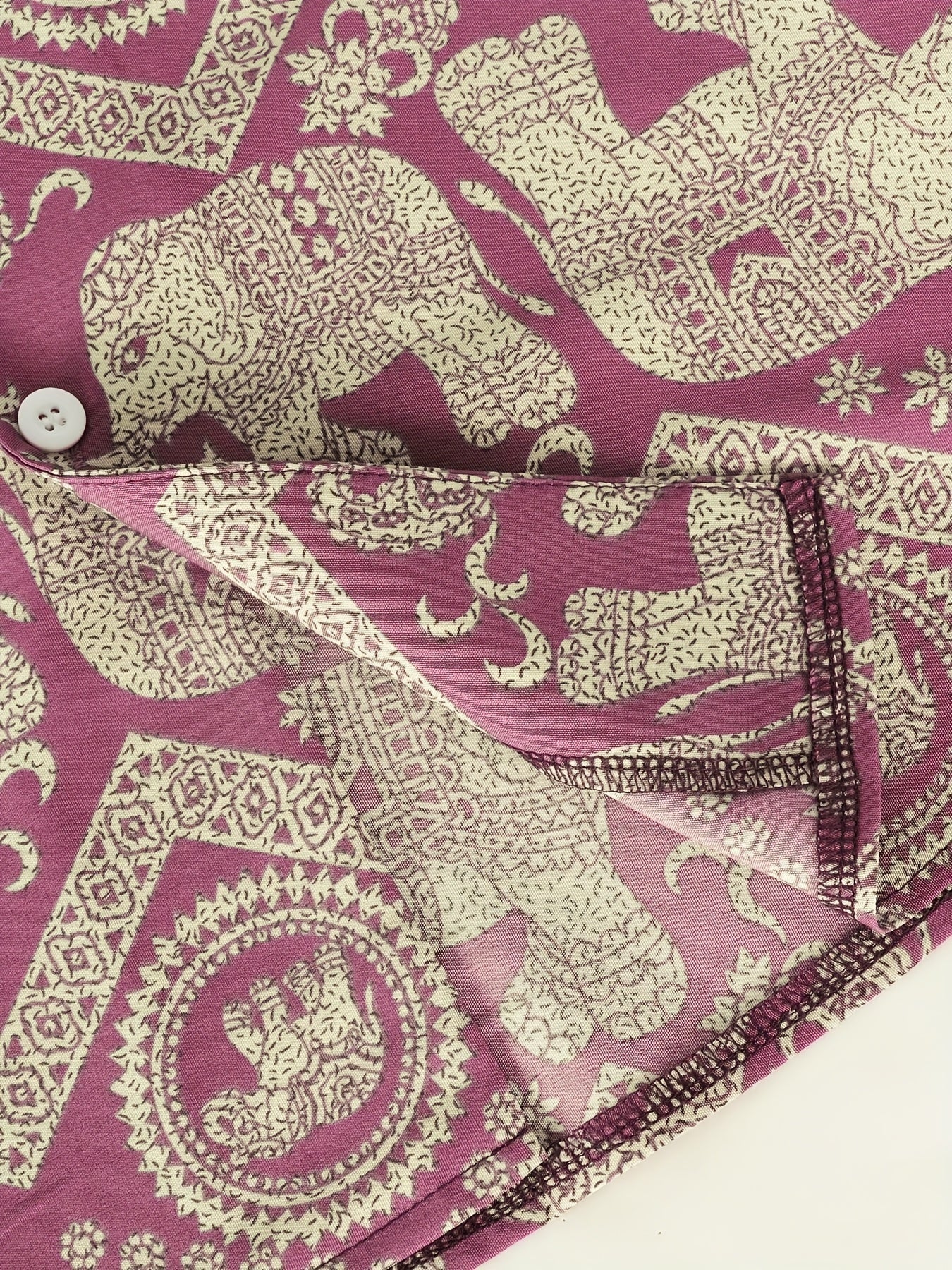 Herren Resorthemd mit Elefanten- und Mandala-Muster, Kurzarm, Boho-Stil für Freizeit und Urlaub