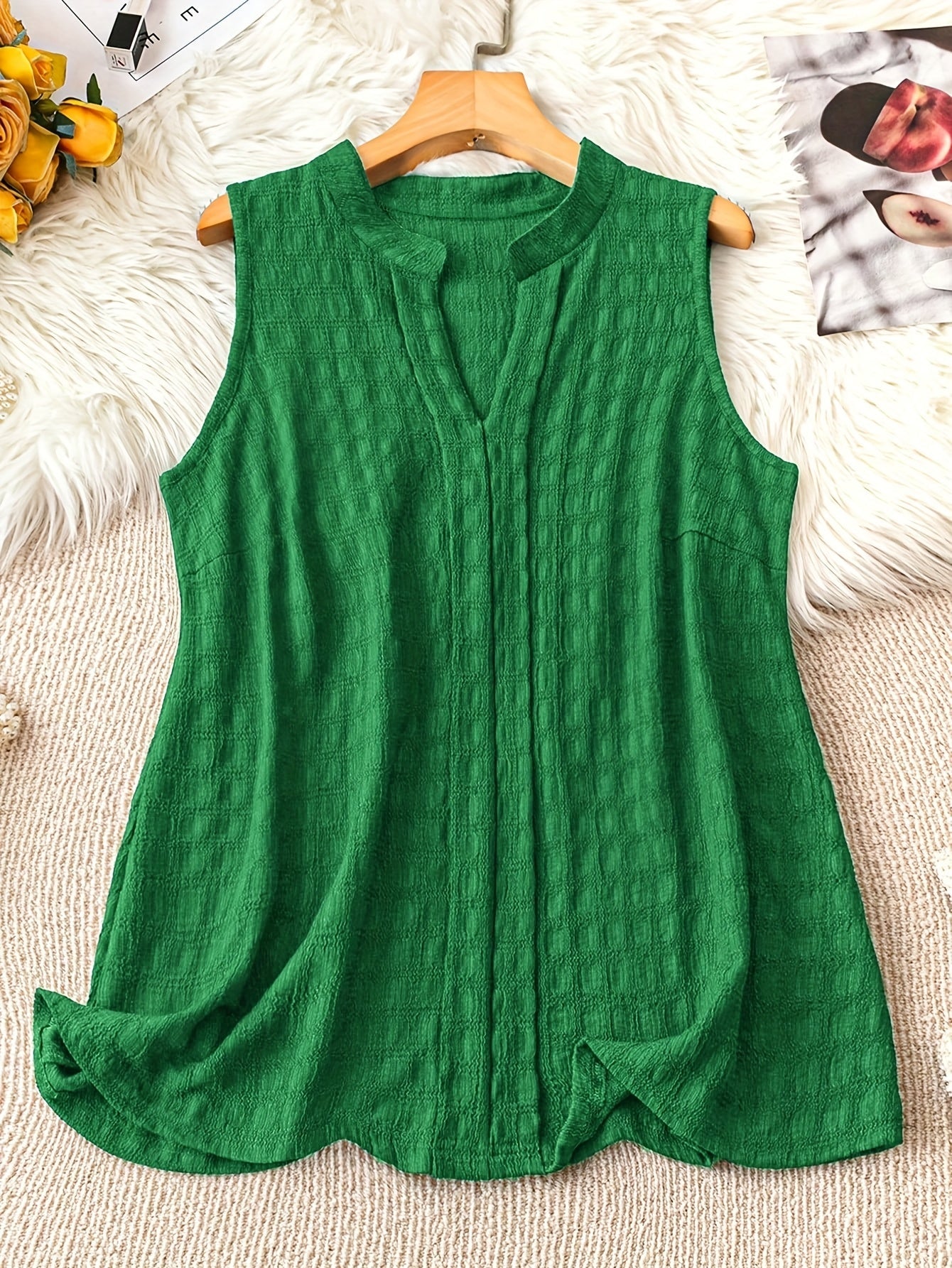 Damen Elegantes Ärmelloses Tunika-Top mit V-Ausschnitt – Perfekt für Alltag und Freizeit