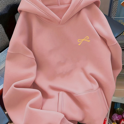 Damen Oversized Hoodie mit Schleifen-Stickerei – Lässiger Pullover für Alltag und Freizeit