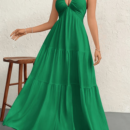 Damen Maxikleid Elegant mit Spaghettiträgern und Rückenfrei – Stilvolles Abend- und Sommerkleid