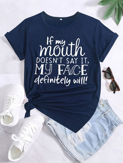 Damen Lustiges Statement T-Shirt mit Aufdruck – Lockeres Sommer Shirt für Alltag & Freizeit