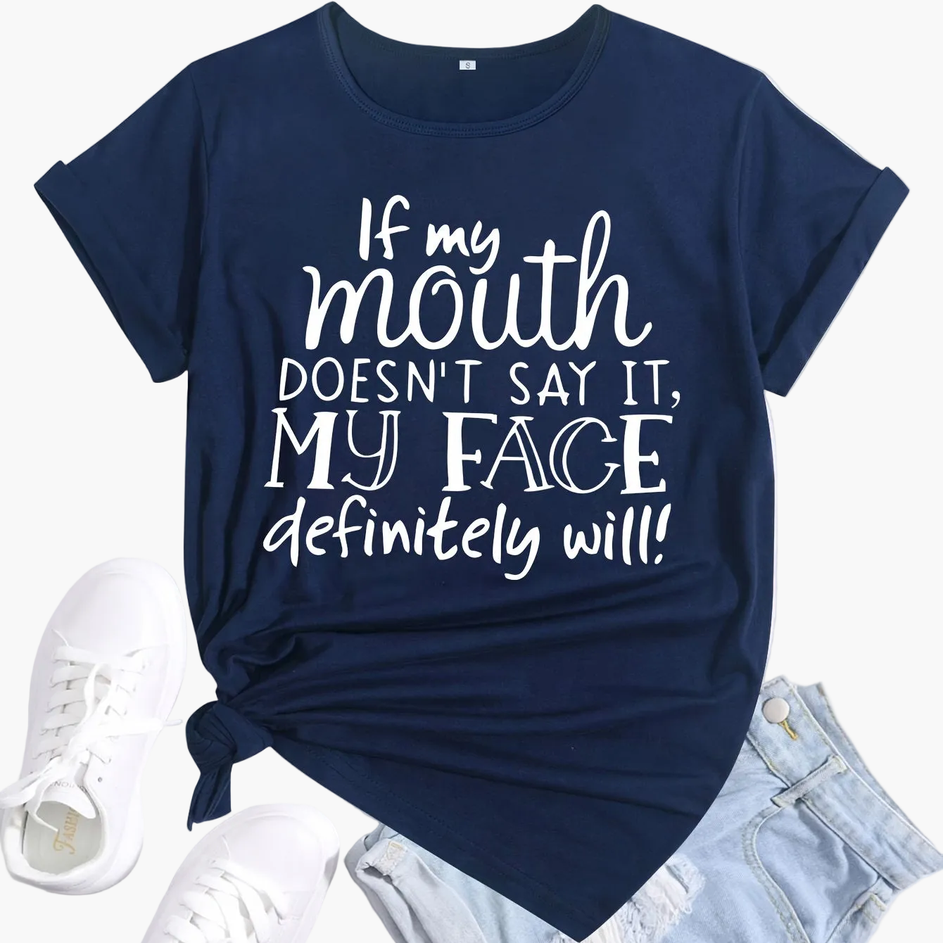 Damen Lustiges Statement T-Shirt mit Aufdruck – Lockeres Sommer Shirt für Alltag & Freizeit