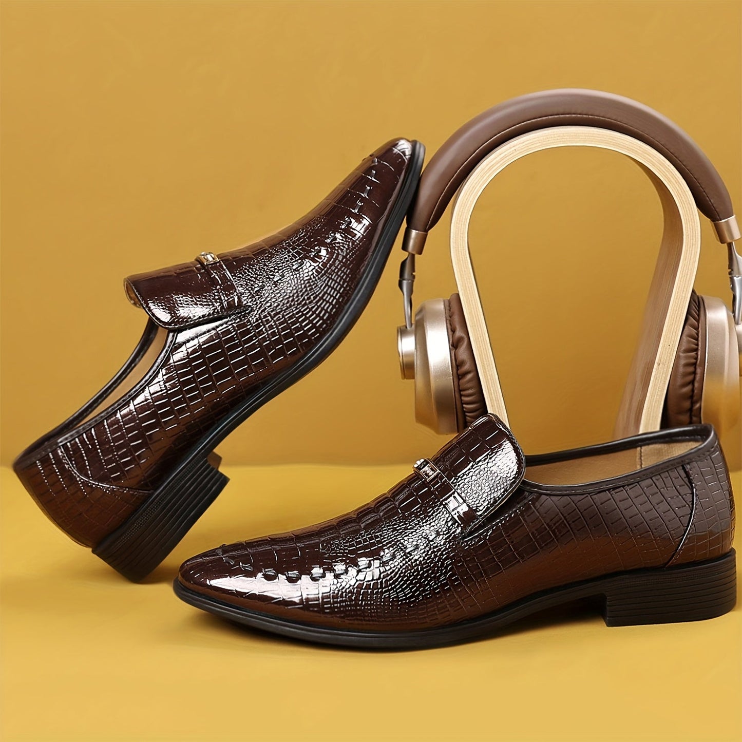 Herren Business Slipper – Elegante Loafer im Krokodilleder-Look für Büro und festliche Anlässe