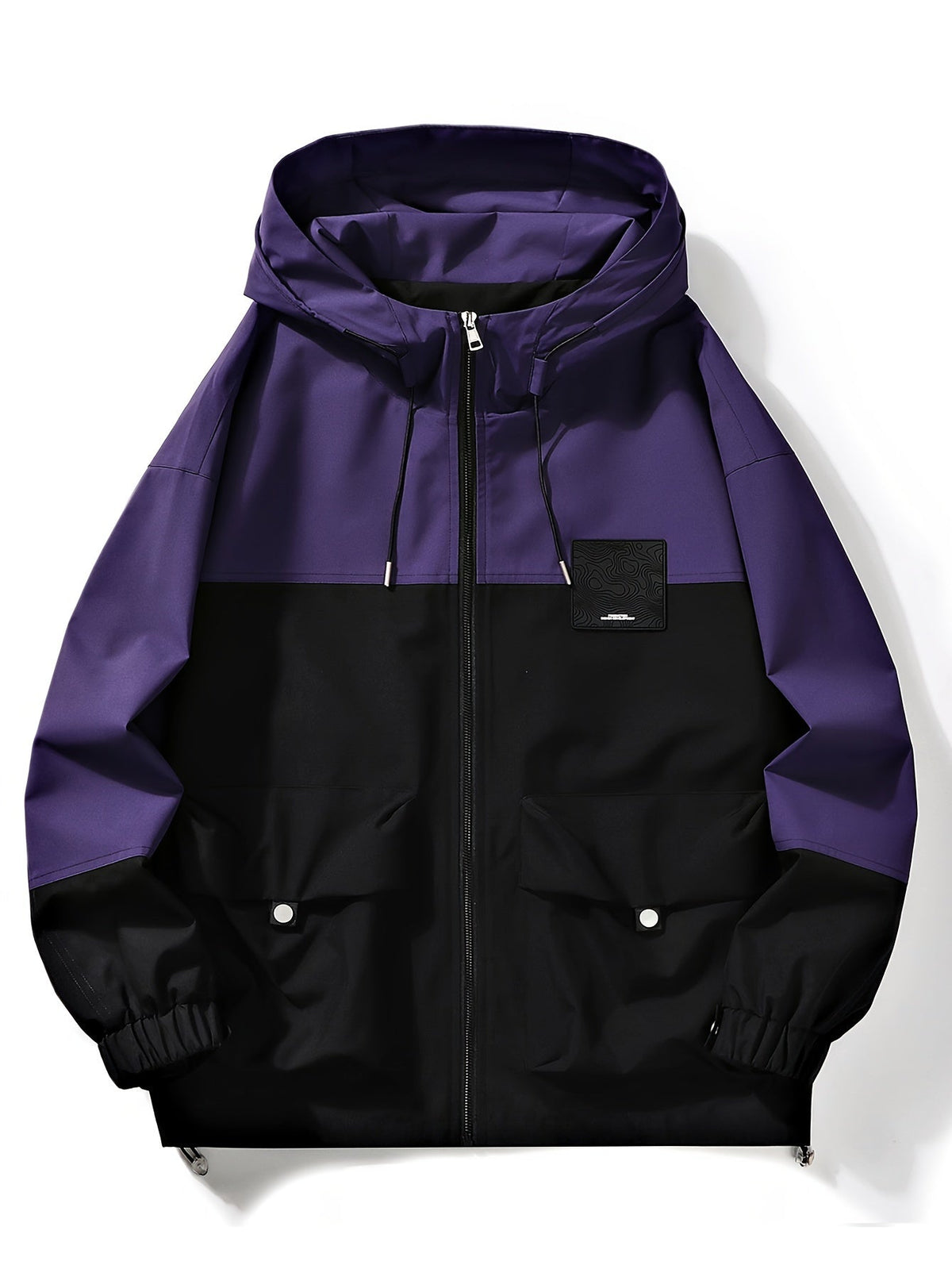 Unisex Kapuzenjacke Color-Blocking Reißverschluss Windjacke Freizeit