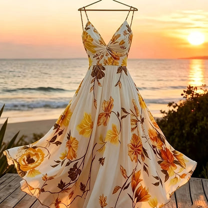 Damen Maxikleid mit romantischem Blumendruck und Eleganz für besondere Anlässe