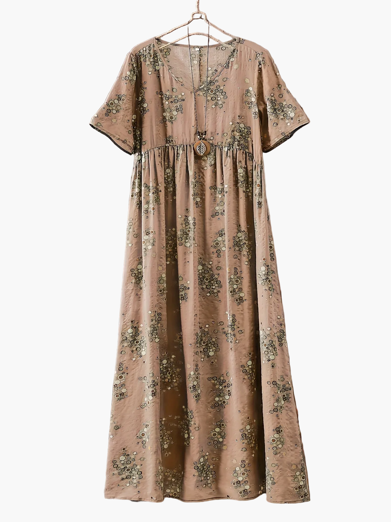 Damen Maxikleid Boho Stil mit Blumenmuster – Freizeitkleid für Alltag und Urlaub