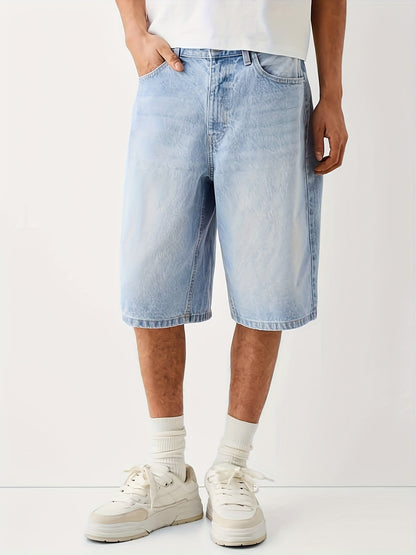 Herren Loose Fit Jeans-Bermuda Shorts – Lässiger Streetwear-Style für Alltag & Freizeit